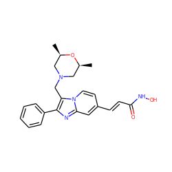 C[C@H]1CN(Cc2c(-c3ccccc3)nc3cc(/C=C/C(=O)NO)ccn23)C[C@@H](C)O1 ZINC000136855358