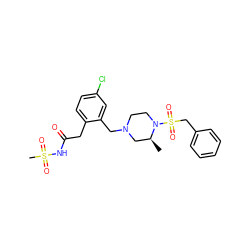 C[C@H]1CN(Cc2cc(Cl)ccc2CC(=O)NS(C)(=O)=O)CCN1S(=O)(=O)Cc1ccccc1 ZINC000066103607