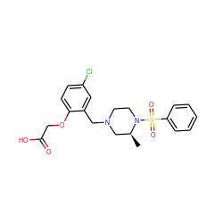 C[C@H]1CN(Cc2cc(Cl)ccc2OCC(=O)O)CCN1S(=O)(=O)c1ccccc1 ZINC000038254140