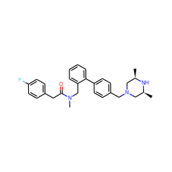 C[C@H]1CN(Cc2ccc(-c3ccccc3CN(C)C(=O)Cc3ccc(F)cc3)cc2)C[C@@H](C)N1 ZINC000040876069