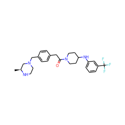 C[C@H]1CN(Cc2ccc(CC(=O)N3CCC(Nc4cccc(C(F)(F)F)c4)CC3)cc2)CCN1 ZINC000034850415