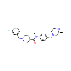 C[C@H]1CN(Cc2ccc(N(C)C(=O)C3CCN(Cc4cccc(F)c4)CC3)cc2)CCN1 ZINC000095598482