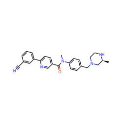 C[C@H]1CN(Cc2ccc(N(C)C(=O)c3ccc(-c4cccc(C#N)c4)nc3)cc2)CCN1 ZINC000095598481