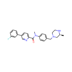 C[C@H]1CN(Cc2ccc(N(C)C(=O)c3ccc(-c4cccc(F)c4)cn3)cc2)CCN1 ZINC000095598495