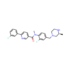 C[C@H]1CN(Cc2ccc(N(C)C(=O)c3ccc(-c4cccc(F)c4)nc3)c(F)c2)CCN1 ZINC000095598478