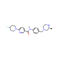 C[C@H]1CN(Cc2ccc(N(C)C(=O)c3ccc(N4CCC(F)CC4)nc3)cc2)CCN1 ZINC000095598504