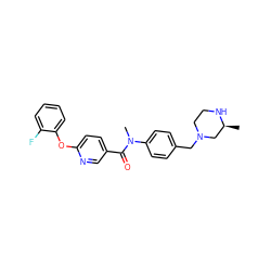 C[C@H]1CN(Cc2ccc(N(C)C(=O)c3ccc(Oc4ccccc4F)nc3)cc2)CCN1 ZINC000095598490