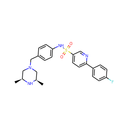 C[C@H]1CN(Cc2ccc(NS(=O)(=O)c3ccc(-c4ccc(F)cc4)nc3)cc2)C[C@@H](C)N1 ZINC000043208585