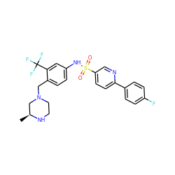 C[C@H]1CN(Cc2ccc(NS(=O)(=O)c3ccc(-c4ccc(F)cc4)nc3)cc2C(F)(F)F)CCN1 ZINC000095598491