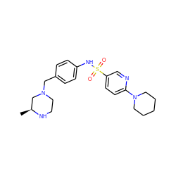 C[C@H]1CN(Cc2ccc(NS(=O)(=O)c3ccc(N4CCCCC4)nc3)cc2)CCN1 ZINC000095598501