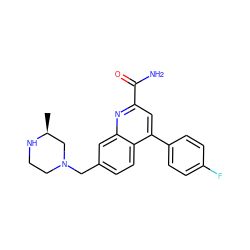 C[C@H]1CN(Cc2ccc3c(-c4ccc(F)cc4)cc(C(N)=O)nc3c2)CCN1 ZINC000221607034