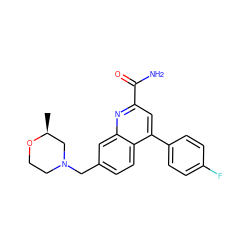 C[C@H]1CN(Cc2ccc3c(-c4ccc(F)cc4)cc(C(N)=O)nc3c2)CCO1 ZINC000221607114