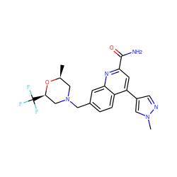 C[C@H]1CN(Cc2ccc3c(-c4cnn(C)c4)cc(C(N)=O)nc3c2)C[C@@H](C(F)(F)F)O1 ZINC000221615164