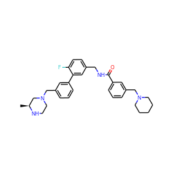 C[C@H]1CN(Cc2cccc(-c3cc(CNC(=O)c4cccc(CN5CCCCC5)c4)ccc3F)c2)CCN1 ZINC000035975543