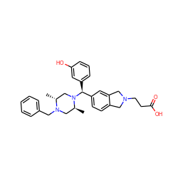 C[C@H]1CN(Cc2ccccc2)[C@H](C)CN1[C@@H](c1cccc(O)c1)c1ccc2c(c1)CN(CCC(=O)O)C2 ZINC000028569086