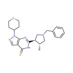 C[C@H]1CN(Cc2ccccc2)C[C@@H]1c1nc2c(cnn2C2CCOCC2)c(=O)[nH]1 ZINC000095080372