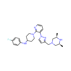 C[C@H]1CN(Cc2ccn(-c3cccnc3N3CCC(Nc4ccc(F)cc4)CC3)n2)C[C@@H](C)N1 ZINC000035308521