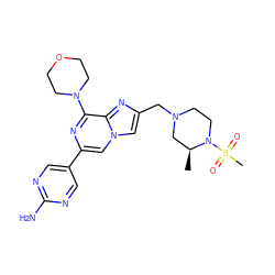 C[C@H]1CN(Cc2cn3cc(-c4cnc(N)nc4)nc(N4CCOCC4)c3n2)CCN1S(C)(=O)=O ZINC000084739579