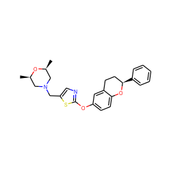 C[C@H]1CN(Cc2cnc(Oc3ccc4c(c3)CC[C@@H](c3ccccc3)O4)s2)C[C@@H](C)O1 ZINC000145579844