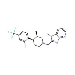 C[C@H]1CN(Cc2nc3ncccc3n2C)CC[C@H]1c1ccc(C(F)(F)F)cc1F ZINC000071318369