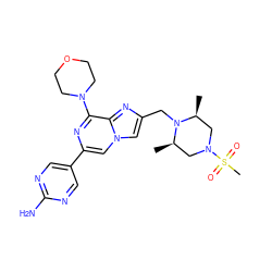 C[C@H]1CN(S(C)(=O)=O)C[C@@H](C)N1Cc1cn2cc(-c3cnc(N)nc3)nc(N3CCOCC3)c2n1 ZINC000084739577