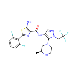 C[C@H]1CN(c2c(NC(=O)c3nc(-c4c(F)cccc4F)sc3N)cnn2CC(F)(F)F)CCN1 ZINC000169699351