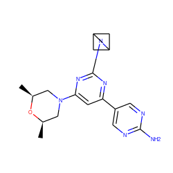 C[C@H]1CN(c2cc(-c3cnc(N)nc3)nc(N3CC4CC3C4)n2)C[C@@H](C)O1 ZINC000221256989