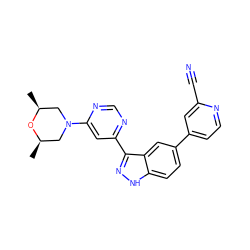 C[C@H]1CN(c2cc(-c3n[nH]c4ccc(-c5ccnc(C#N)c5)cc34)ncn2)C[C@@H](C)O1 ZINC000225567128