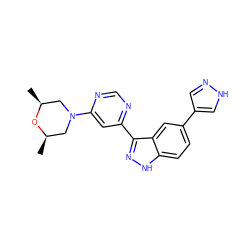 C[C@H]1CN(c2cc(-c3n[nH]c4ccc(-c5cn[nH]c5)cc34)ncn2)C[C@@H](C)O1 ZINC000225563451