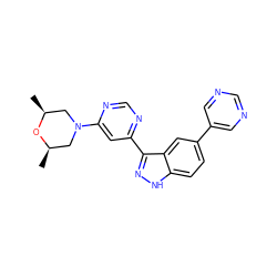 C[C@H]1CN(c2cc(-c3n[nH]c4ccc(-c5cncnc5)cc34)ncn2)C[C@@H](C)O1 ZINC000225563643