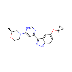 C[C@H]1CN(c2cc(-c3n[nH]c4ccc(OC5(C)CC5)cc34)ncn2)CCO1 ZINC000221073686