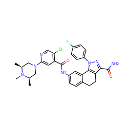 C[C@H]1CN(c2cc(C(=O)Nc3ccc4c(c3)-c3c(c(C(N)=O)nn3-c3ccc(F)cc3)CC4)c(Cl)cn2)C[C@@H](C)N1C ZINC000049756002