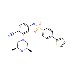 C[C@H]1CN(c2cc(NS(=O)(=O)c3ccc(-c4cccs4)cc3)ccc2C#N)C[C@@H](C)N1 ZINC000095598627