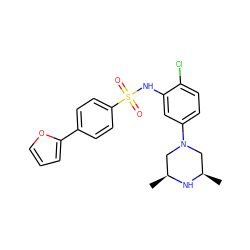 C[C@H]1CN(c2ccc(Cl)c(NS(=O)(=O)c3ccc(-c4ccco4)cc3)c2)C[C@@H](C)N1 ZINC000095598552