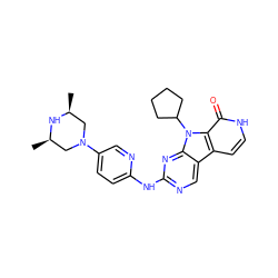 C[C@H]1CN(c2ccc(Nc3ncc4c5cc[nH]c(=O)c5n(C5CCCC5)c4n3)nc2)C[C@@H](C)N1 ZINC000201255787