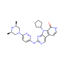 C[C@H]1CN(c2ccc(Nc3ncc4c5cc[nH]c(=O)c5n(C5CCCC5)c4n3)nn2)C[C@@H](C)N1 ZINC000201263452