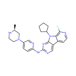 C[C@H]1CN(c2ccc(Nc3ncc4c5ccnc(F)c5n(C5CCCC5)c4n3)nc2)CCN1 ZINC000117687906