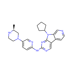 C[C@H]1CN(c2ccc(Nc3ncc4c5ccncc5n(C5CCCC5)c4n3)nc2)CCN1 ZINC000169706630