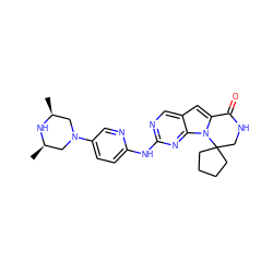 C[C@H]1CN(c2ccc(Nc3ncc4cc5n(c4n3)C3(CCCC3)CNC5=O)nc2)C[C@@H](C)N1 ZINC000143878742