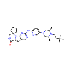 C[C@H]1CN(c2ccc(Nc3ncc4cc5n(c4n3)C3(CCCC3)CNC5=O)nc2)C[C@@H](C)N1CCC(C)(C)C ZINC000221182623