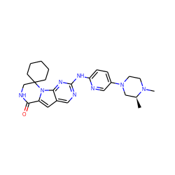 C[C@H]1CN(c2ccc(Nc3ncc4cc5n(c4n3)C3(CCCCC3)CNC5=O)nc2)CCN1C ZINC000221289119