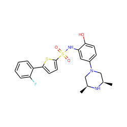 C[C@H]1CN(c2ccc(O)c(NS(=O)(=O)c3ccc(-c4ccccc4F)s3)c2)C[C@@H](C)N1 ZINC000095598575