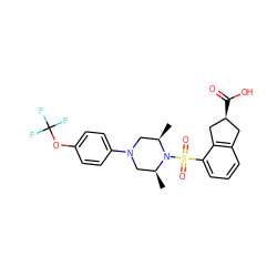 C[C@H]1CN(c2ccc(OC(F)(F)F)cc2)C[C@@H](C)N1S(=O)(=O)c1cccc2c1C[C@@H](C(=O)O)C2 ZINC000034894474