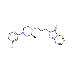 C[C@H]1CN(c2cccc(Cl)c2)CCN1CCCn1nc2ccccn2c1=O ZINC000003919778