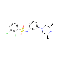 C[C@H]1CN(c2cccc(NS(=O)(=O)c3cccc(Cl)c3Cl)c2)C[C@@H](C)N1 ZINC000095598601