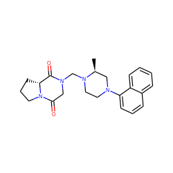 C[C@H]1CN(c2cccc3ccccc23)CCN1CN1CC(=O)N2CCC[C@@H]2C1=O ZINC000013642288