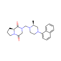 C[C@H]1CN(c2cccc3ccccc23)CCN1CN1CC(=O)N2CCC[C@H]2C1=O ZINC000013642282