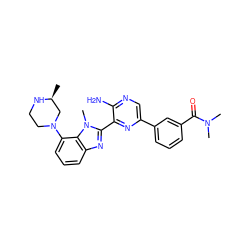 C[C@H]1CN(c2cccc3nc(-c4nc(-c5cccc(C(=O)N(C)C)c5)cnc4N)n(C)c23)CCN1 ZINC000653851522