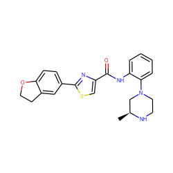 C[C@H]1CN(c2ccccc2NC(=O)c2csc(-c3ccc4c(c3)CCO4)n2)CCN1 ZINC000084728813