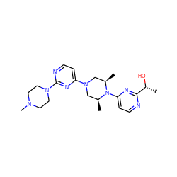 C[C@H]1CN(c2ccnc(N3CCN(C)CC3)n2)C[C@@H](C)N1c1ccnc([C@@H](C)O)n1 ZINC000013491417